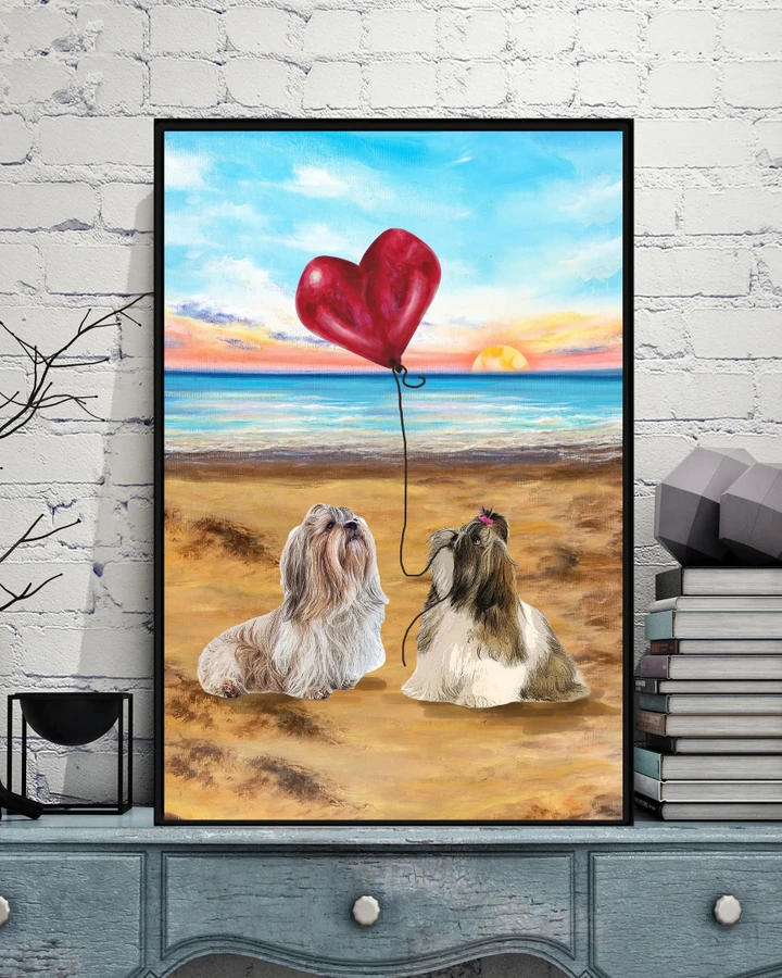 Shih Tzu Love Heart Balloon Matte Canvas Gift For Dog Lovers