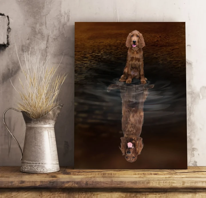 Irish Setter Water Reflection Matte Canvas Gift For Dog Lovers