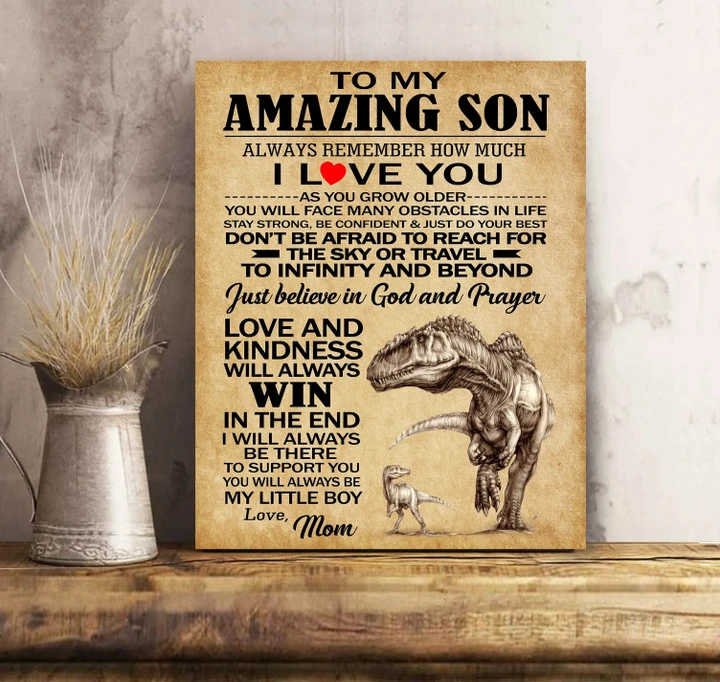 T Rex Mom Gift For Son Matte Canvas Love And Kindness