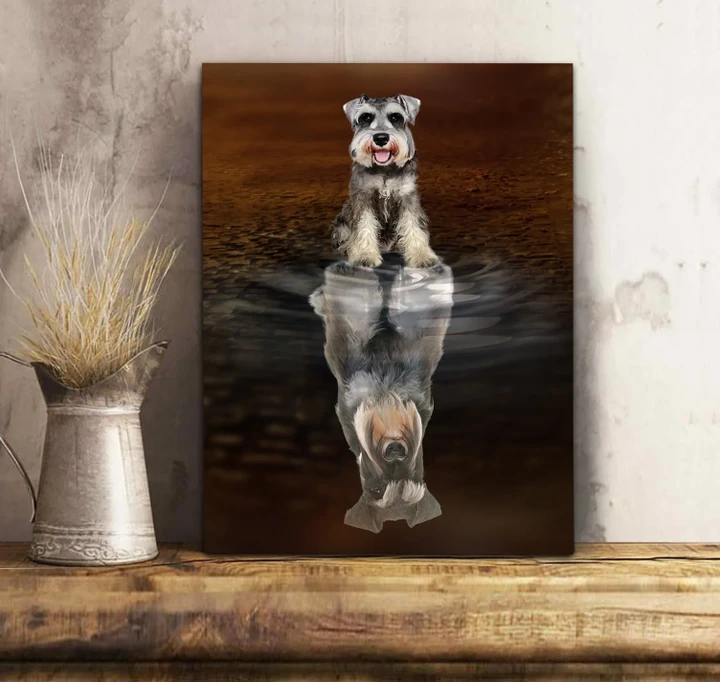 Shadow Mininature Schnauzer Reflection Matte Canvas Gift For Dog Lovers