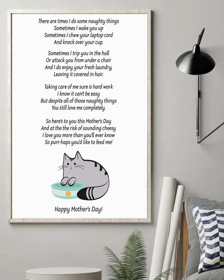 Gift For Cat Lovers Matte Canvas Cat Feed Me Happy Mother's Day