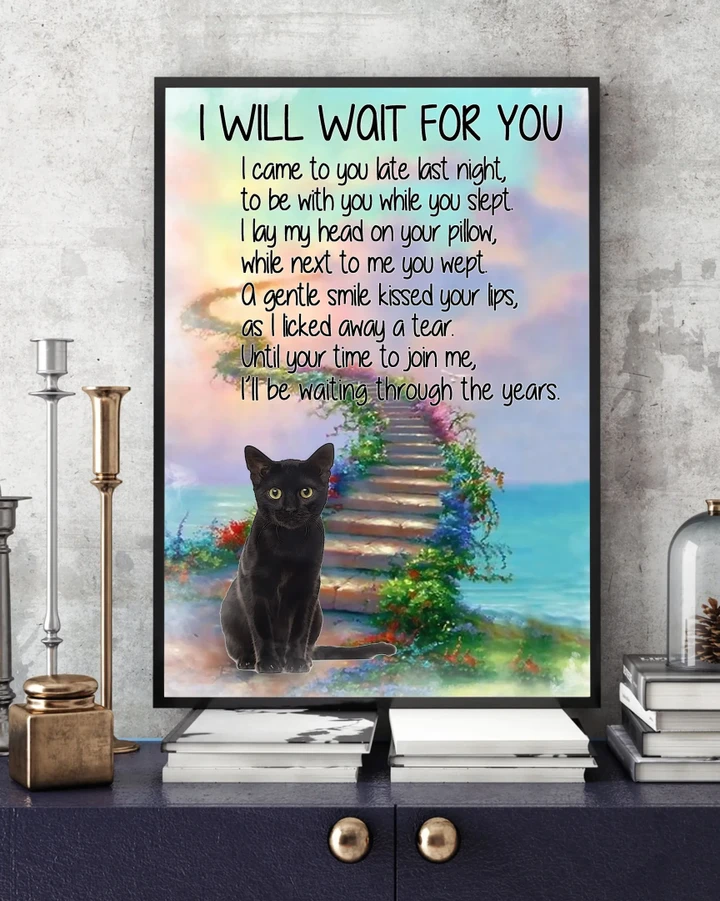 Black Cat I Will Wait For You Gift For Cat Lovers Matte Canvas