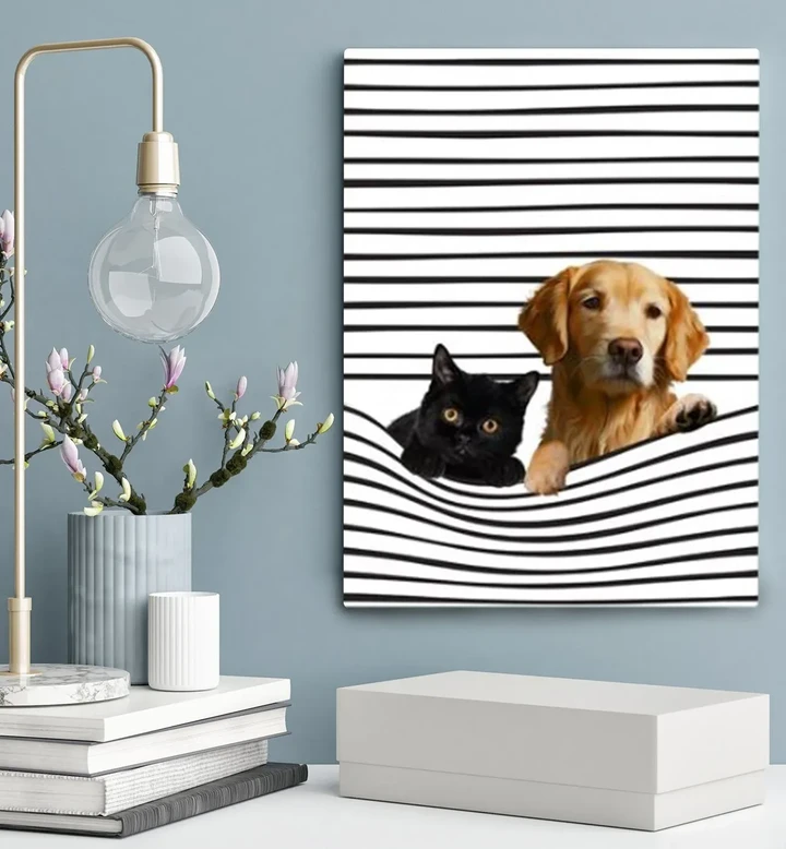 Pets Striped Window Gift For Pet Lovers Custom Photo Matte Canvas