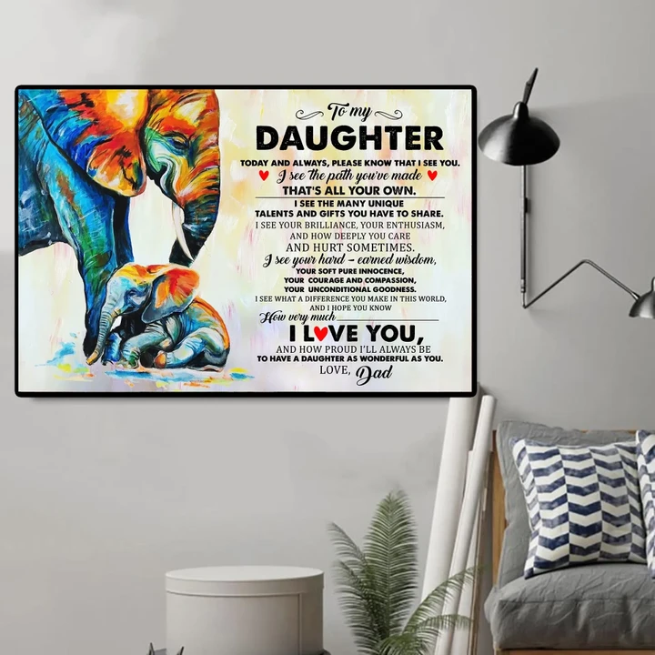 Elephant Dad Gift For Daughter Matte Canvas I Love You So Much
