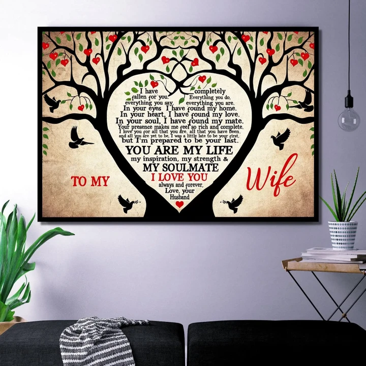 You Are My Life Birds Heart Tree Gift For Wife Matte Canvas