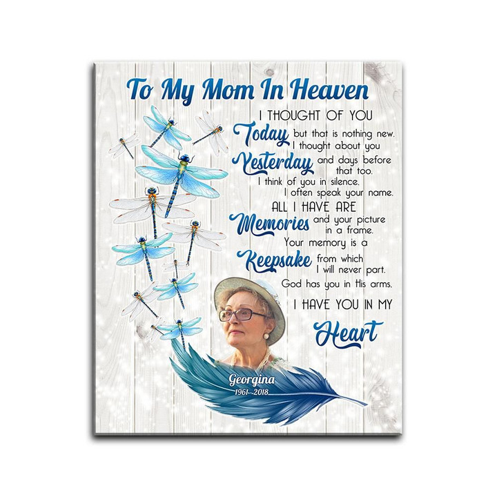 Custom Name And Photo Dragonflies Matte Canvas Gift For Mom In Heaven In My Heart