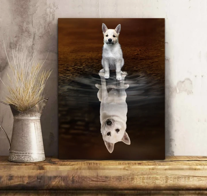 Shadow Norwegian Buhund Reflection Matte Canvas Gift For Dog Lovers