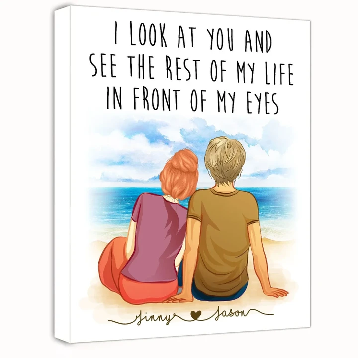 I Look At You Gift For Lover Custom Name Matte Canvas