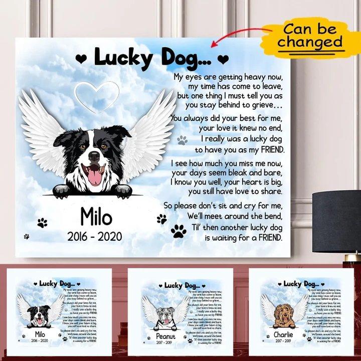 Lucky Dog Gift For Dog Lovers Custom Name And Number Matte Canvas