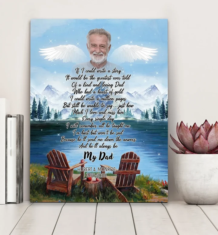 Custom Photo And Name Matte Canvas Gift For Family Memory Of A Dad