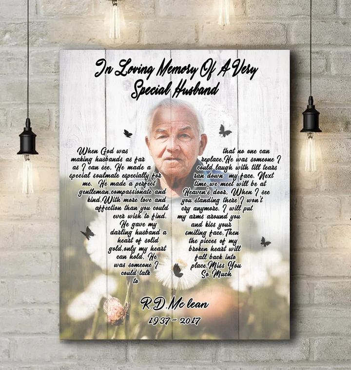 In Loving Memory Of Very Special Husband Gift For Angel Husband Custom Name And Photo And Number Matte Canvas