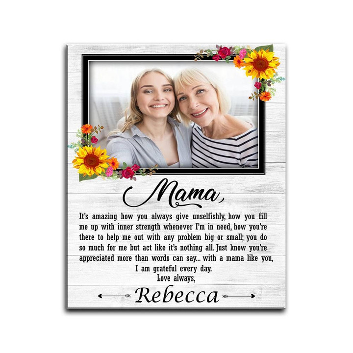 Custom Name And Photo Matte Canvas Daughter Gift For Mom So Grateful