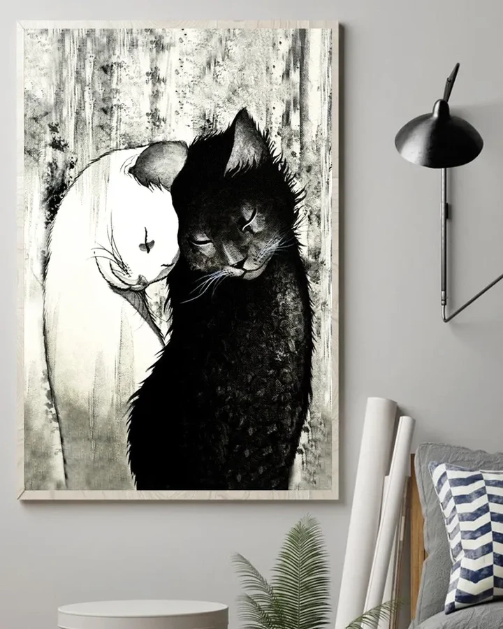 Black And White Cats Gift For Cat Lovers Matte Canvas