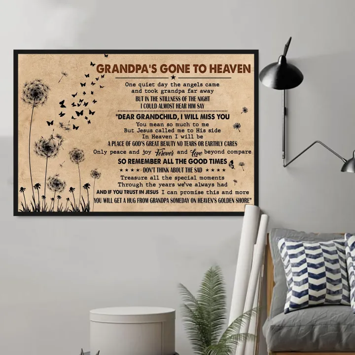 Grandpa's Gone To Heaven Dandelion Matte Canvas Gift