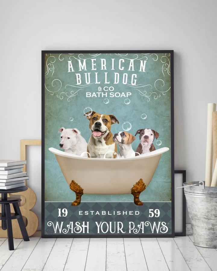 American Bulldog Bath Soap Wash Your Paws Gift For Dog Lovers Matte Canvas