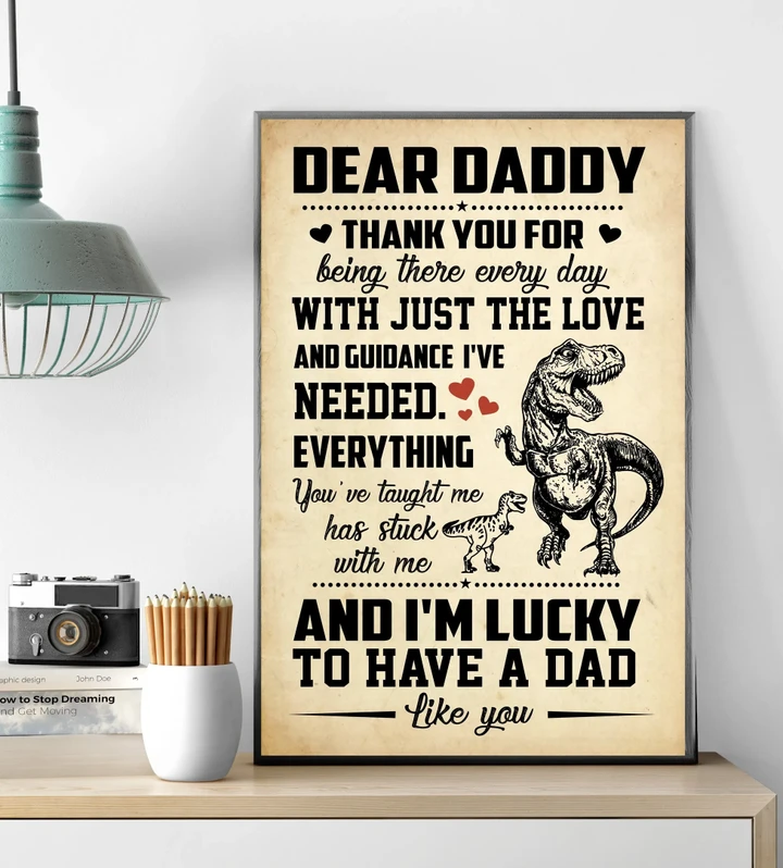 I'm Lucky To Have A Dad T Rex Matte Canvas Gift For Daddy
