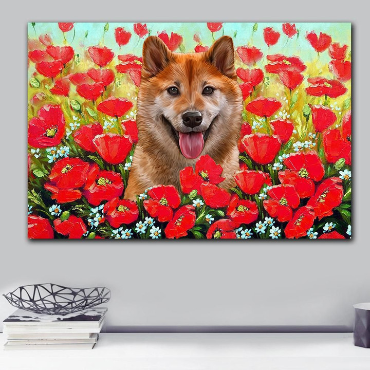 Akita In Flower Garden Gift For Dog Lovers Matte Canvas