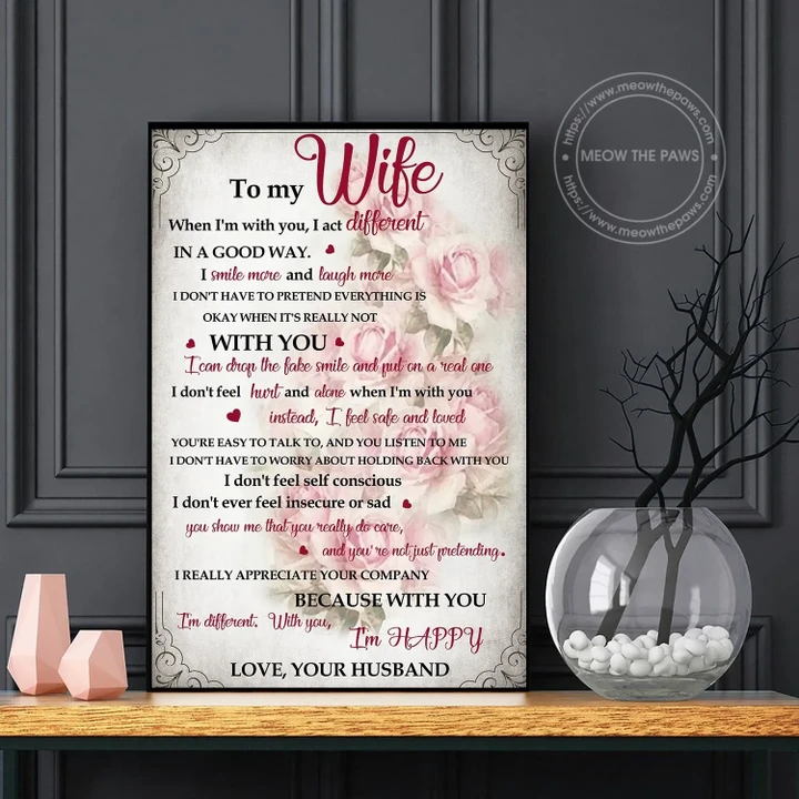To My Wife With You I‘m Happy Matte Canvas