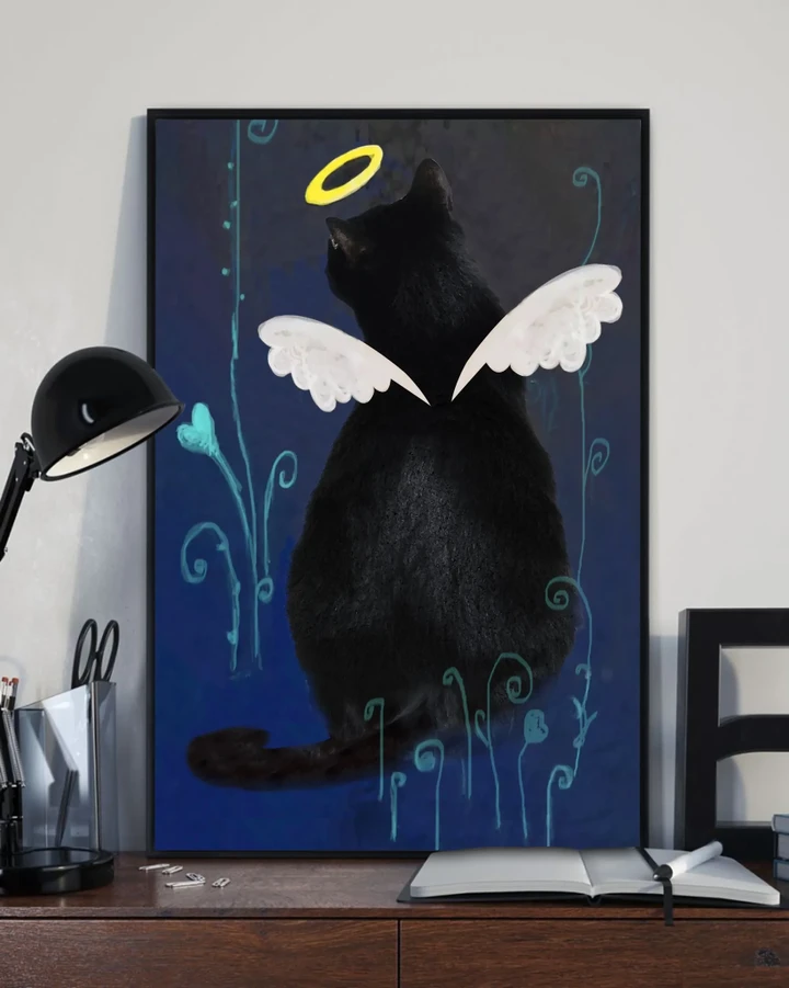 Black Cat With Wings Gift For Cat Lovers Matte Canvas