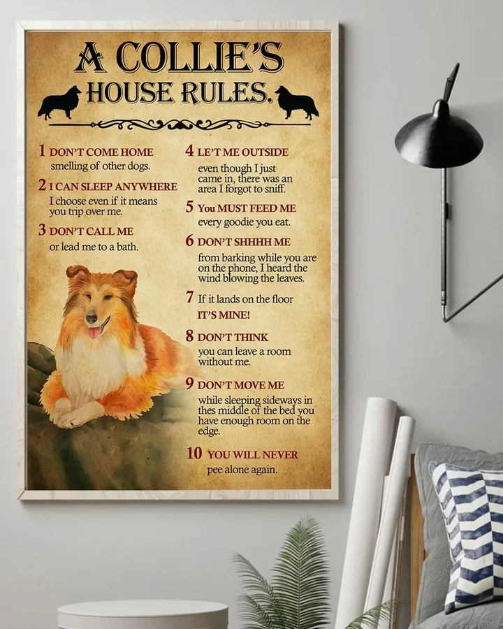 Collie House Rules Matte Canvas Gift For Dog Lovers