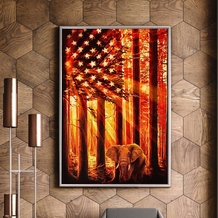 Elephant And Flag Usa Patriot Matte Canvas Gift