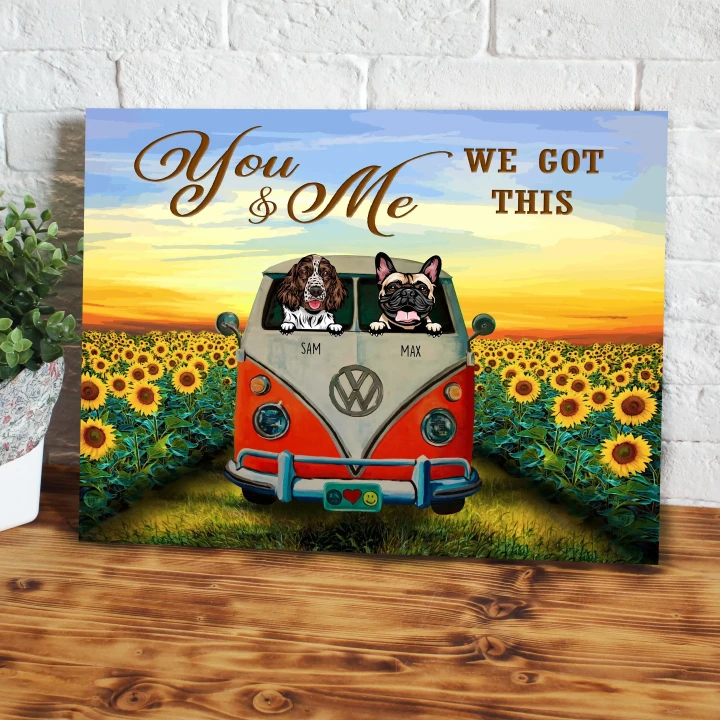 You And Me We Got This Hippie Van Sunflower Field Custom Name Matte Canvas