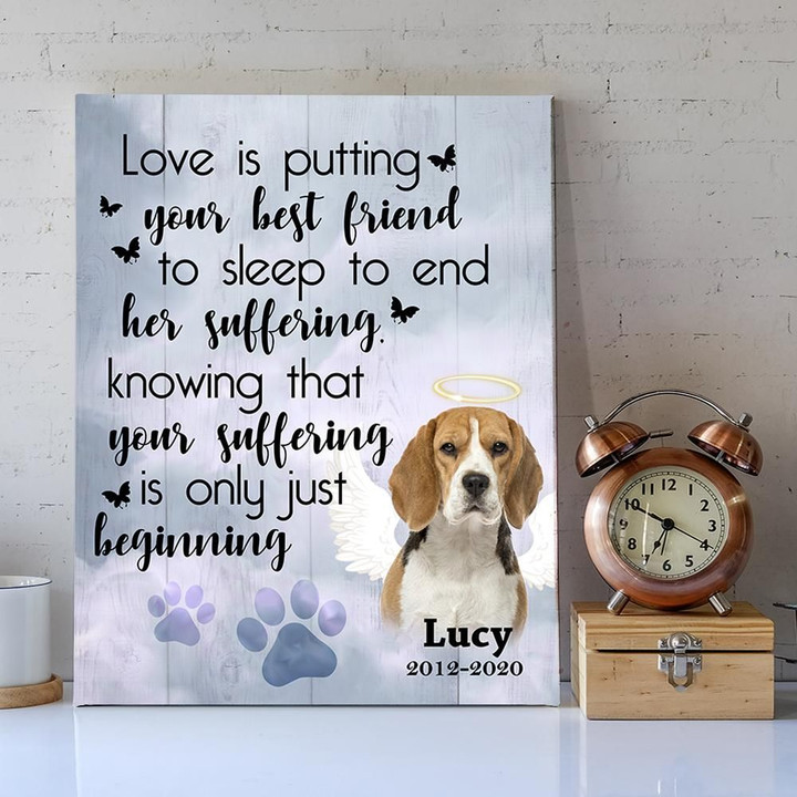 Love Is Putting Your Best Friend Custom Name Matte Canvas Gift For Dog Lovers