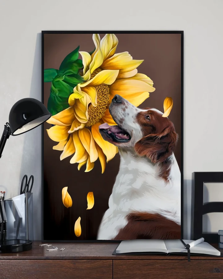 Irish Red And White Setter And Sunflower Gift For Dog Lovers Matte Canvas