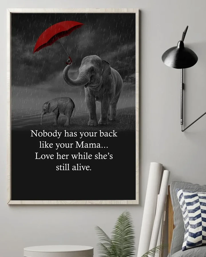 While She's Still Alive Elephant With Red Umbrella Matte Canvas Gift For Family