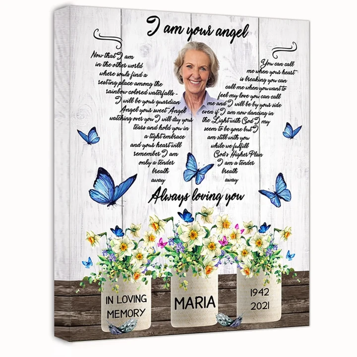 I Am Your Angel Gift For Angel Mom Custom Name And Number And Photo Matte Canvas