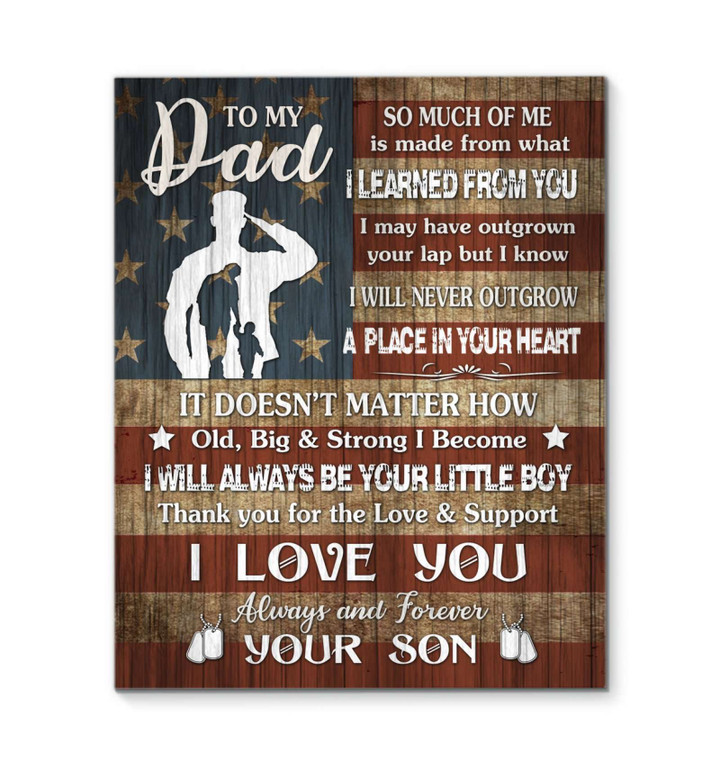 Son Gift For Veteran Dad Thank You For The Love Matte Canvas