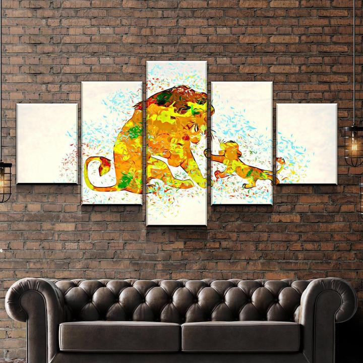 Father And Son Lion Painting Matte Canvas