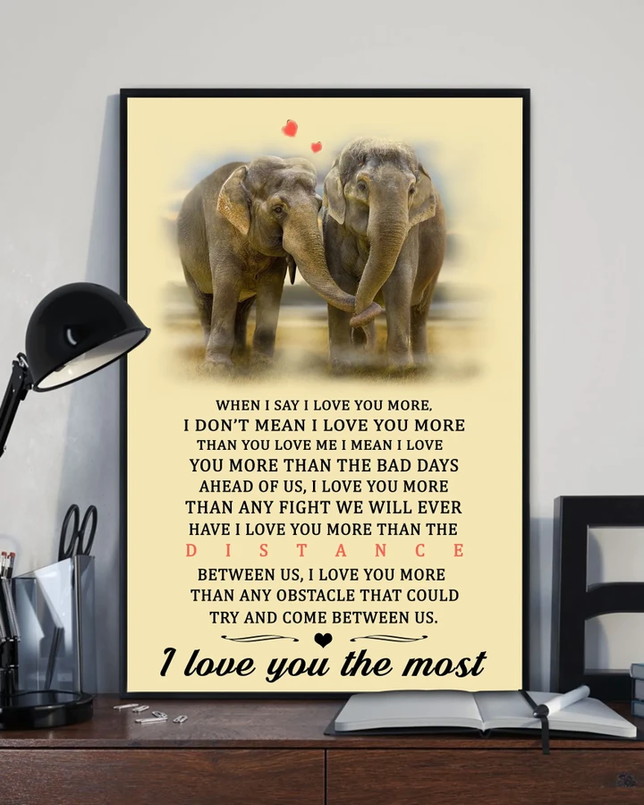 I Love You The Most Elephant Couple Matte Canvas Gift