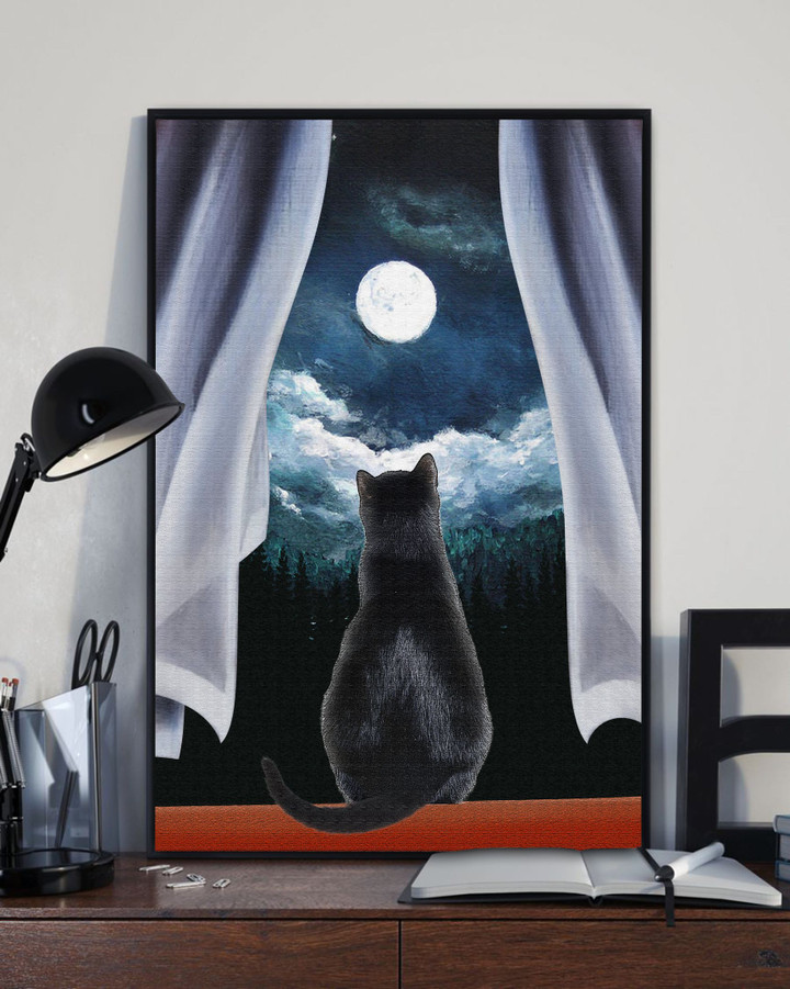 Night And Cat Gift For Cat Lovers Matte Canvas