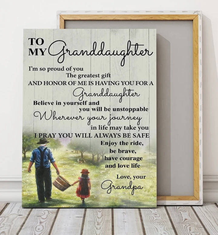 The Greatest Gift And Honor Of Me Grandpa Gift For Granddaughter Matte Canvas