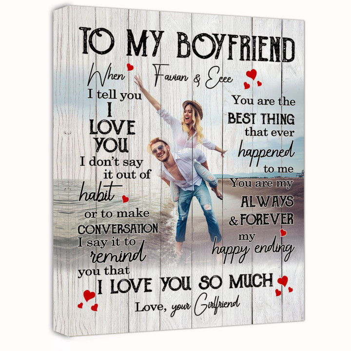 I Love You So Much Gift For Boyfriend Custom Photo And Name Matte Canvas