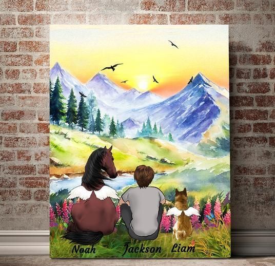 Angel Horse And Dog You Are Always In My Heart Custom Name Matte Canvas