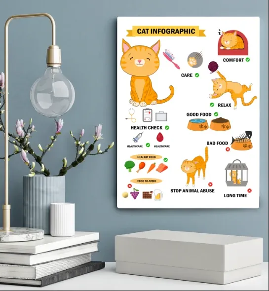 Cat Infographic Cartoon Gift For Cat Lovers Matte Canvas