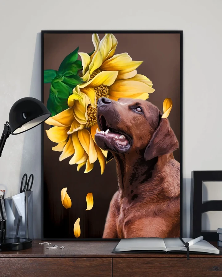 Redbone Coonhound And Sunflower Matte Canvas Gift For Dog Lovers