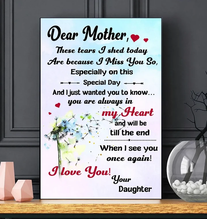 Dandelion Flower Always In My Heart Daughter Gift For Mother Matte Canvas