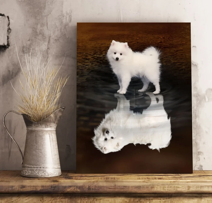 Japanese Spitz Water Reflection Matte Canvas Gift For Dog Lovers