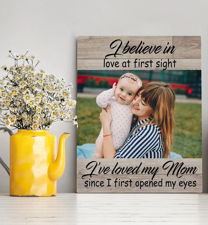 Custom Photo Matte Canvas Gift For Mom Love At First Sight