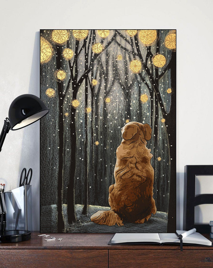 Golden Retriever Night Forest Gift For Dog Lovers Matte Canvas