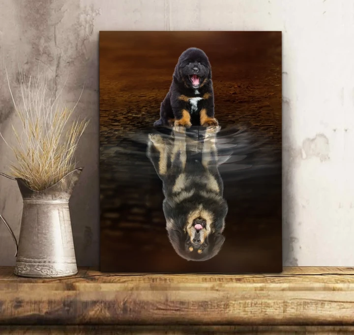 Shadow Mastiff Water Reflection Matte Canvas Gift For Dog Lovers