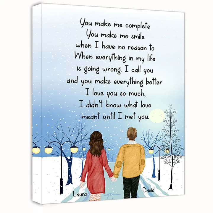 You Make Me Complete Gift For Lover Custom Name Matte Canvas