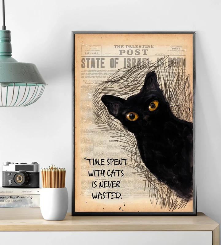 Time Spent With Cat Gift For Cat Lovers Matte Canvas