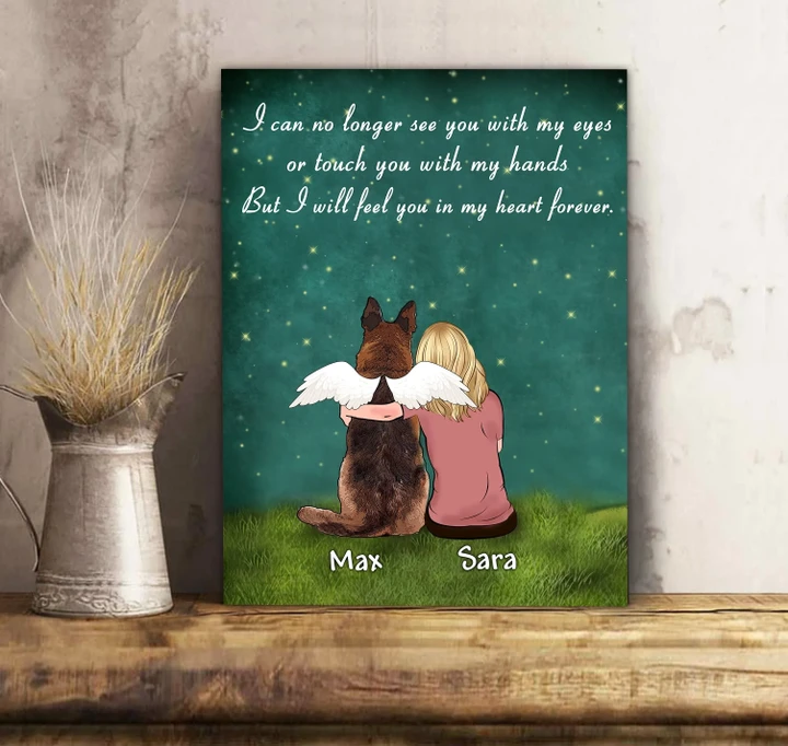 Gift For Dog Lovers I Will Feel You In My Heart Custom Name Matte Canvas