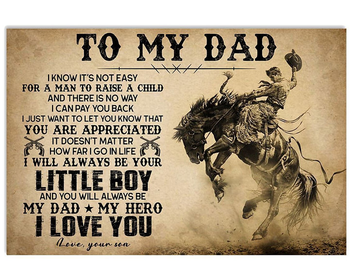Cowboy Always Be My Hero Son Gift For Dad Matte Canvas