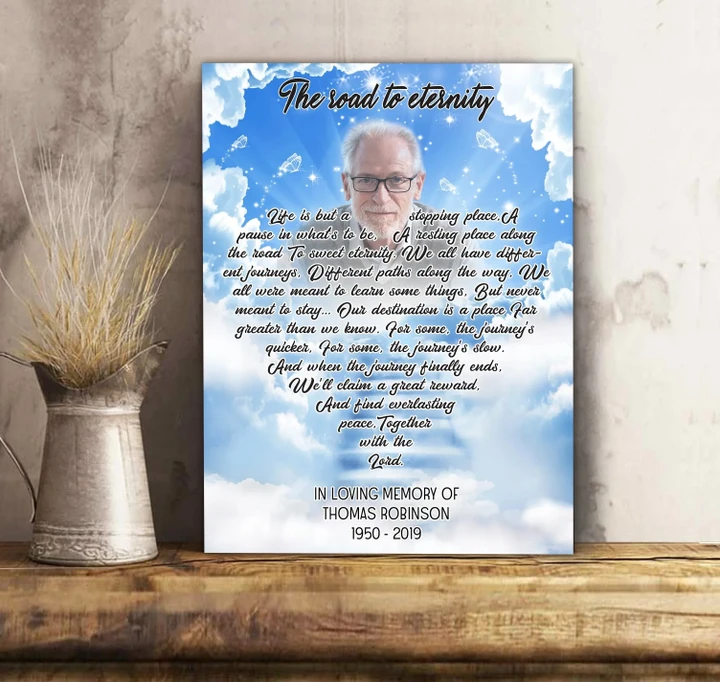 Custom Photo And Name Matte Canvas Gift For Grandpa The Road To Eternity