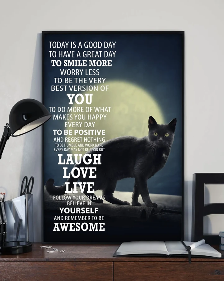 Black Cat Laugh Love Live Gift For Cat Lovers Matte Canvas